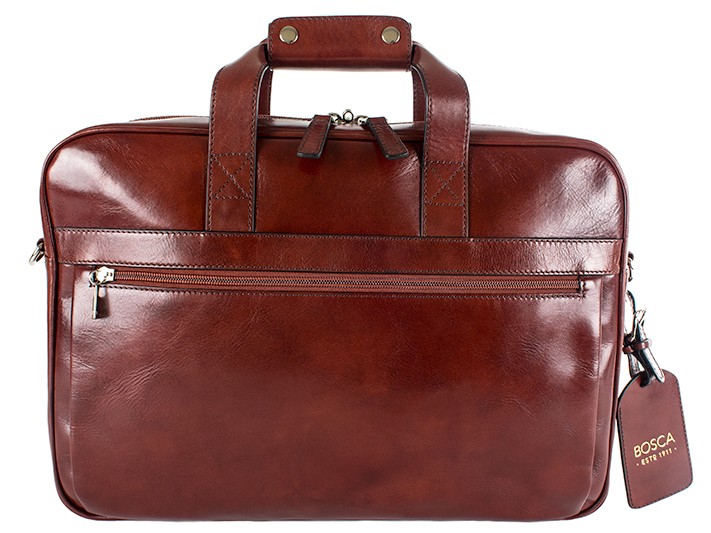 Bosca Old Leather 816 Italian Leather Top Zip Computer Briefcase